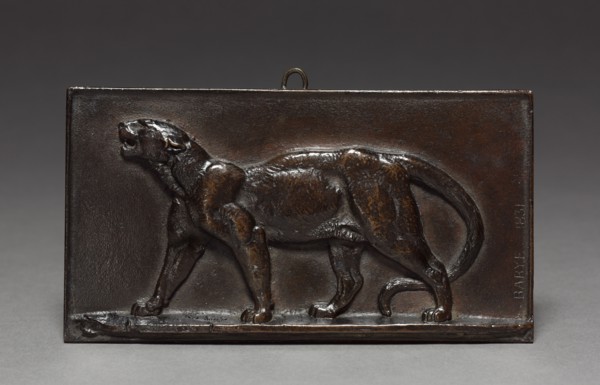 Walking Leopard, 1831. Antoine-Louis Barye (French, 1796-1875). Bronze; overall: 7.7 x 14.2 cm (3