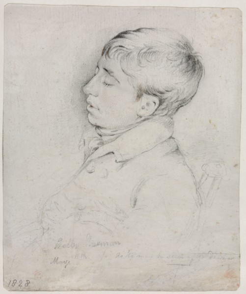 A Portrait of Welby Sherman Asleep in a Chair, 1828. George Richmond (British, 1809-1896). Graphite