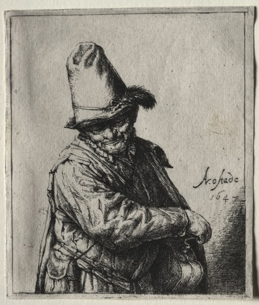The Organ Grinder, 1647. Adriaen van Ostade (Dutch, 1610-1684). Etching