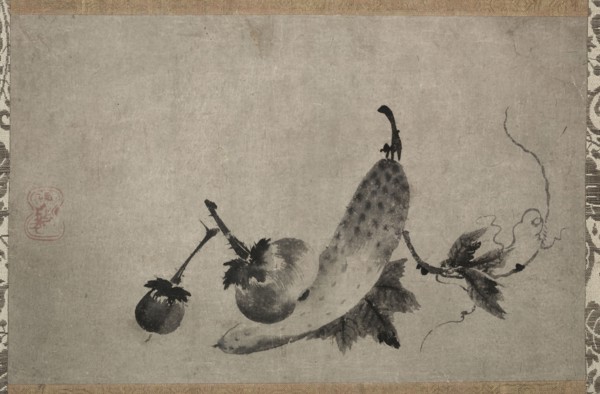 Cucumbers and Eggplant, 1500s. Yamada Doan (Japanese, 1571). Hanging scroll; ink on paper; painting