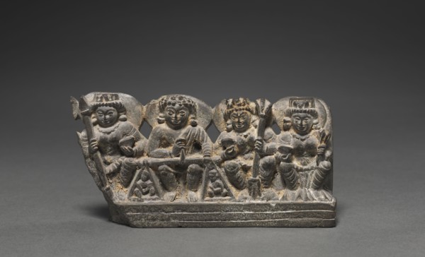 Yama as Dharma, the Judge of the Deceased with His Consorts (minature stele), 800s. Northwest India