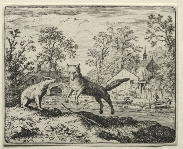 Reynard the Fox:  Reynard Doing Penance. Allart van Everdingen (Dutch, 1621-1675). Etching