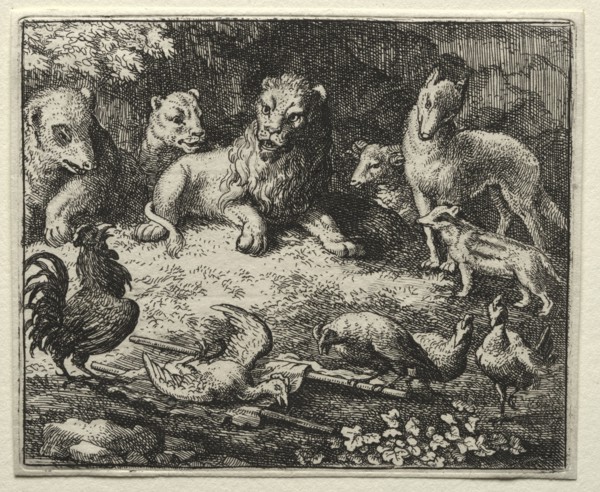 Reynard the Fox:  The Complaint of the Cock. Allart van Everdingen (Dutch, 1621-1675). Etching