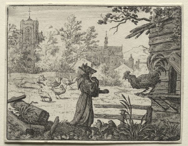 Reynard the Fox:  Reynard Disguised as a Monk. Allart van Everdingen (Dutch, 1621-1675). Etching