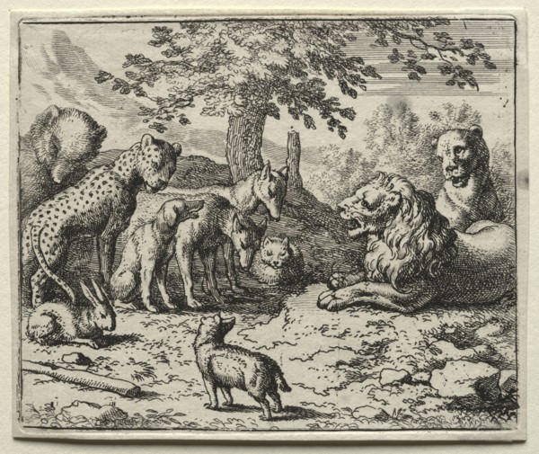 Reynard the Fox:  The Lion's Council. Allart van Everdingen (Dutch, 1621-1675). Etching