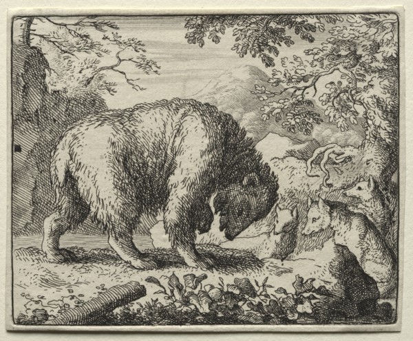 Reynard the Fox:  Reynard Promises Honey to the Bear. Allart van Everdingen (Dutch, 1621-1675).