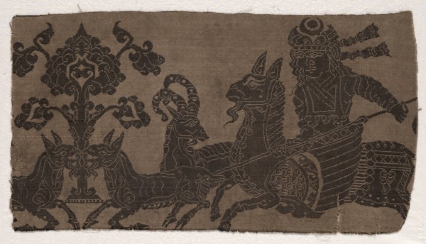 Fragment with Mounted Hunter Spearing Animals, 900s. Iran, Late Abbasid or early Buyid period, 10th
