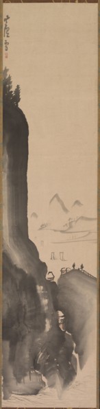 Mountains and Distant Boats, late 18th century. Nagasawa Rosetsu (Japanese, 1754-1799). Hanging