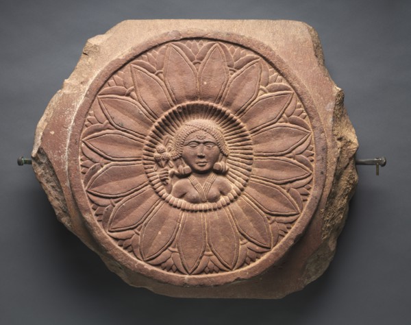 Double-Faced Crossbar from a Railing: Female Figure (verso), c. 150 BC. India, Madhya Pradesh,