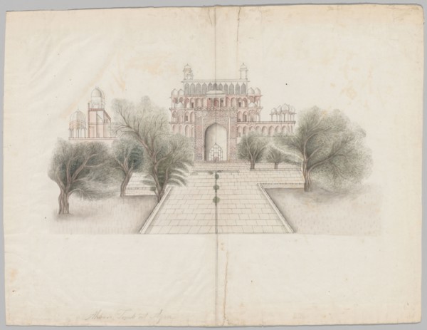The Mausoleum of Akbar at Secundrabad, early 19th century. India, Company School, early 19th