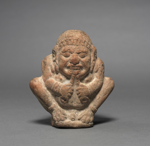 Crouching Dwarf Musician, 2nd-1st Century BC. India, Shunga Period (c. 187-78 BC). Terracotta;