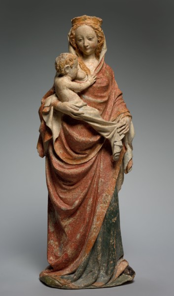 Virgin Nursing the Christ Child, c. 1380. France, Île de France, 14th century. Painted limestone;