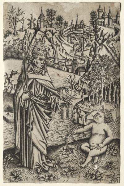 St. Augustine and the Child on the Seashore, c. 1465-1469. Master of the Nuremberg Passion (German)