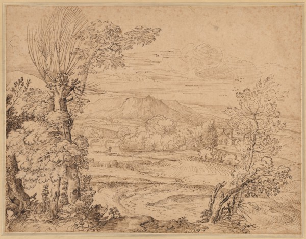 Landscape with a River and Aqueduct, mid 1600s. Giovanni Francesco Grimaldi (Italian, 1606-1680).