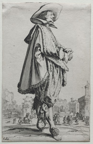 Gentleman Standing in Profile with Clasped Hands. Jacques Callot (French, 1592-1635). Etching