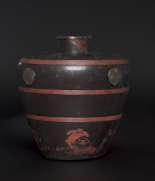 Jar with Scenes of Frolicking Monkeys, 1302. Japan, Kamakura period (1185-1333). Wood, covered with