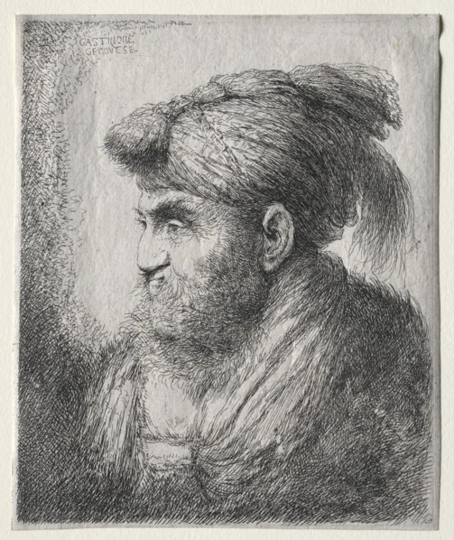 Head of a Man in Oriental Turban, c. 1650. Giovanni Benedetto Castiglione (Italian, 1609-1664).