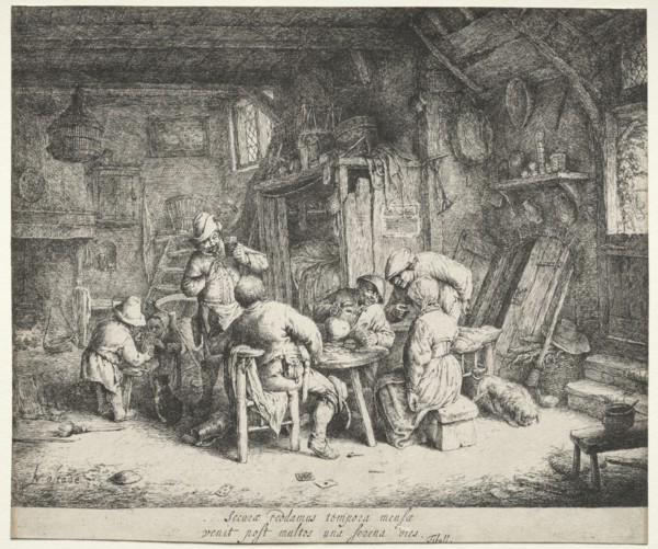 The Breakfast, c. 1664. Adriaen van Ostade (Dutch, 1610-1684). Etching