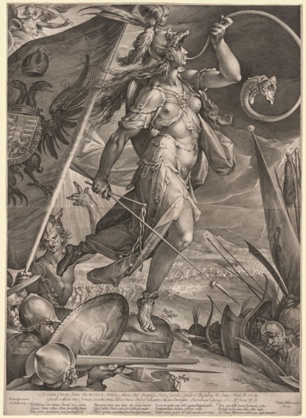 Bellona Leading the Armies of the Emperor against the Turks, 1600. Jan Muller (Dutch, 1571-1628),