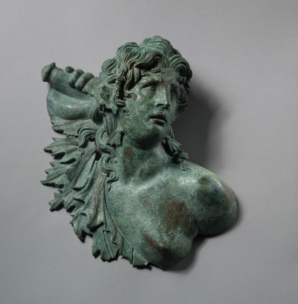 Tritoness Relief Applique, late 2nd Century BC. Greece, Hellenistic period. Bronze with copper