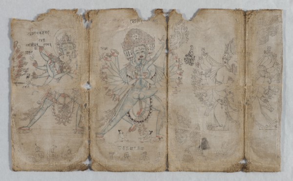 Iconographic Drawing of Tantric Enlightened Beings (verso), c. 1500. Tibet, early 15th Century. Ink