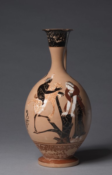 Paestan Black-Figure Lekythos, 330-300 BC. South Italy, Campania, 4th Century BC. Black-figure