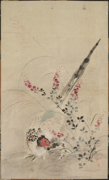 Pheasant and Grasses, late 17th-early 18th century. Attributed to Ogata Korin (Japanese, 1658-1716)