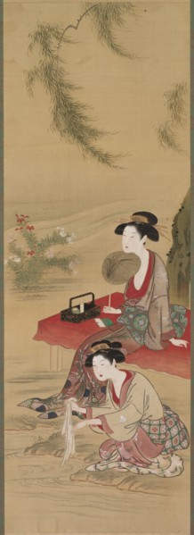 Beneath the Willow, after 1778. Tsukioka Sessai (Japanese, 1839). Hanging scroll, ink and color on