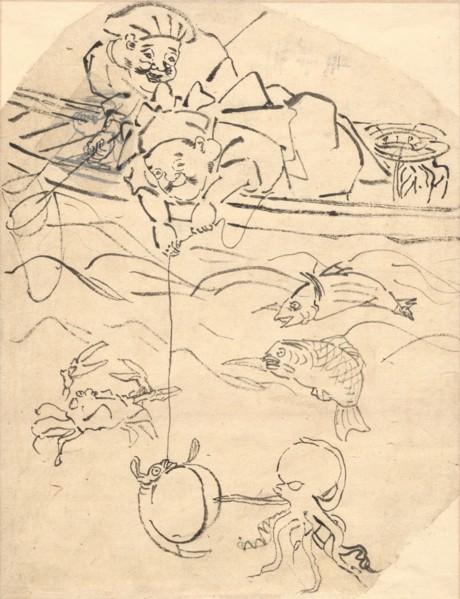 Daikoku and Ebisu, Two of the Seven Gods of Happiness. Utagawa Kuniyoshi (Japanese, 1797-1861). Ink