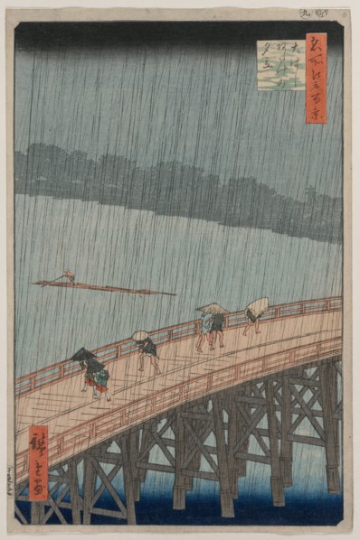 Sudden Shower over Shin-Ohashi Bridge and Atake, from the series One Hundred Famous Views of Edo,