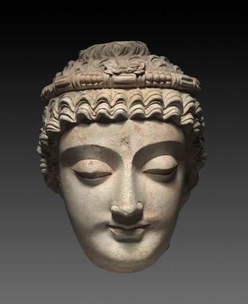 Head of Bodhisattva Avalokiteshvara, 300s-400s. Afghanistan or Pakistan, Gandhara, late Kushan