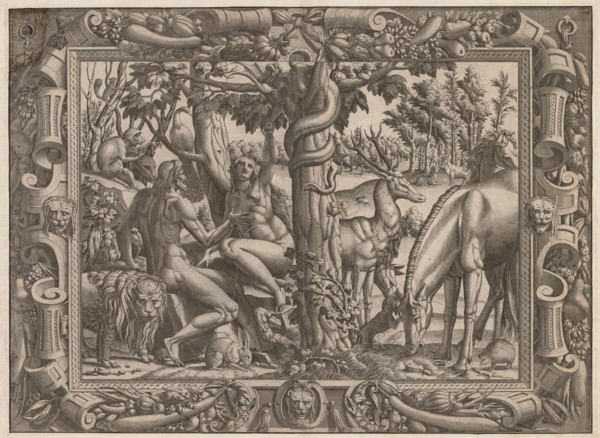 The Temptation of Eve, c. 1545/1547. Jean Mignon (French), after Luca Penni (Italian, 1500/04-1557)