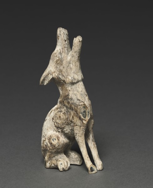 Howling Wolf, c. 500-200 BC. Southern Siberia, 5th-3rd Century BC. Wood with shell inlays; overall: