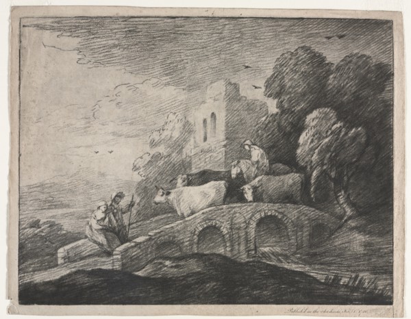 Wooded Landscape with Herdsmen Driving Cattle, 1779-1780. Thomas Gainsborough (British, 1727-1788).
