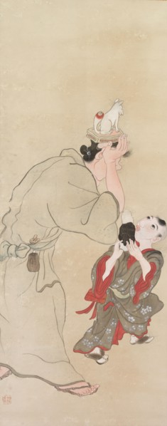 Genre Figures, c. 1816. Tatabe Socho (Japanese, 1760-1814). Hanging scroll; ink and color on paper;