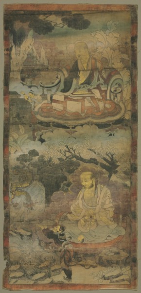 Lohans, c. 1300-1350. Sino-Tibetan, Yuan dynasty (1271-1368). Color and gold on cotton; overall: 72