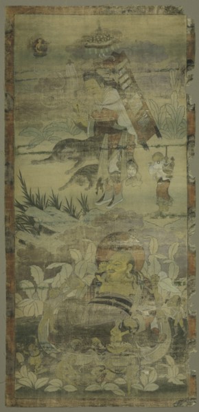 Lohans, c. 1300-1350. Sino-Tibetan, Yuan dynasty (1271-1368). Color and gold on cotton; overall: 72