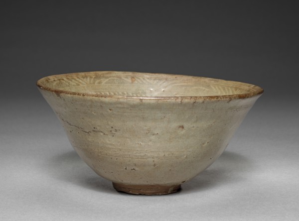 Bowl with Stamped Floral Decoration, 1400s. Korea, Joseon dynasty (1392-1910). Glazed ceramic;