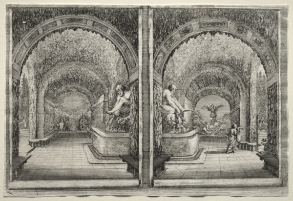 Views of the Villa of Pratolino:  Two Views of the Grotto. Stefano Della Bella (Italian, 1610-1664)