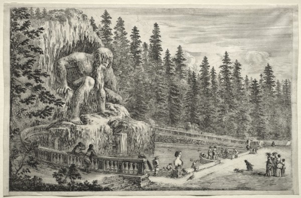 Views of the Villa of Pratolino:  Colossal Statue of the Apennines. Stefano Della Bella (Italian,