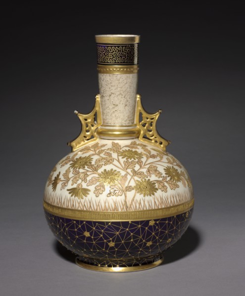 Vase, c. 1884-1887. Edward Lycett (American, 1833-1910), Faience Manufacturing Company (American).