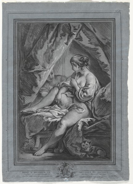 Young Woman Seated on a Bed, 1764-1767. Louis-Marin Bonnet (French, 1736-1793), after François