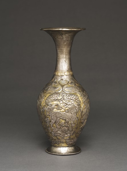Vase, c. 700. Central Asia or Tibet, early 8th century. Silver with gilding; overall: 22.9 cm (9 in