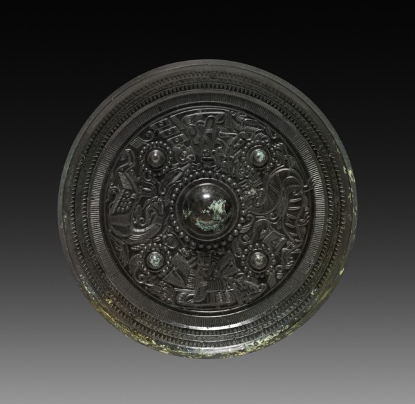 Mirror with Four Nipples, Immortals, Dragon and Tiger, c. 125-220. China, probably Zhejiang