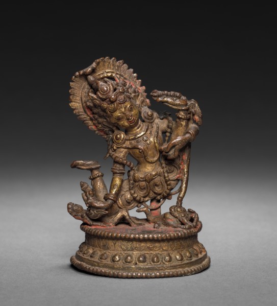 Achala, c 1300s ?. Nepal, 14th century (?). Brass or bronze; turquoise; overall: 10.8 x 6.7 cm (4