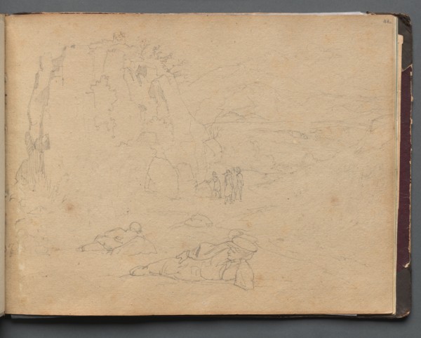 Album with Views of Rome and Surroundings, Landscape Studies, page 44a: Figures in a Landscape.