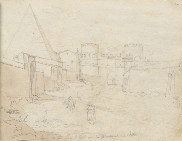 Album with Views of Rome and Surroundings, Landscape Studies, page 06a: "Rome von der Porta St.