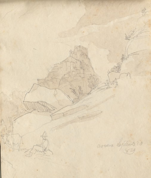 Album with Views of Rome and Surroundings, Landscape Studies, page 33a: "Cervera". Franz Johann