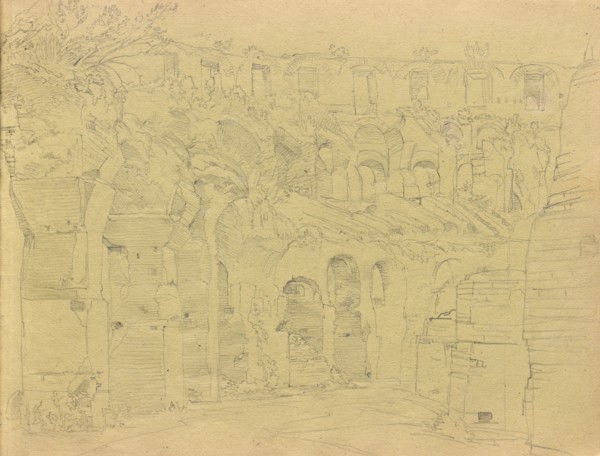 Album with Views of Rome and Surroundings, Landscape Studies, page 12a: Roman ruins. Franz Johann