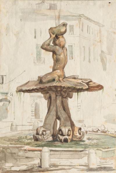 Album with Views of Rome and Surroundings, Landscape Studies, page 17a: Roman Fountian. Franz